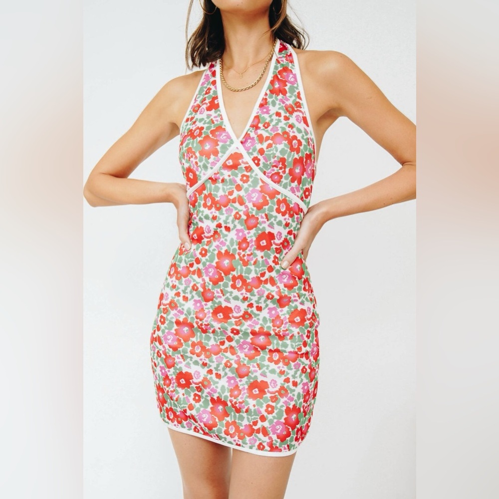 Zara Halter Retro Dress in Floral Print